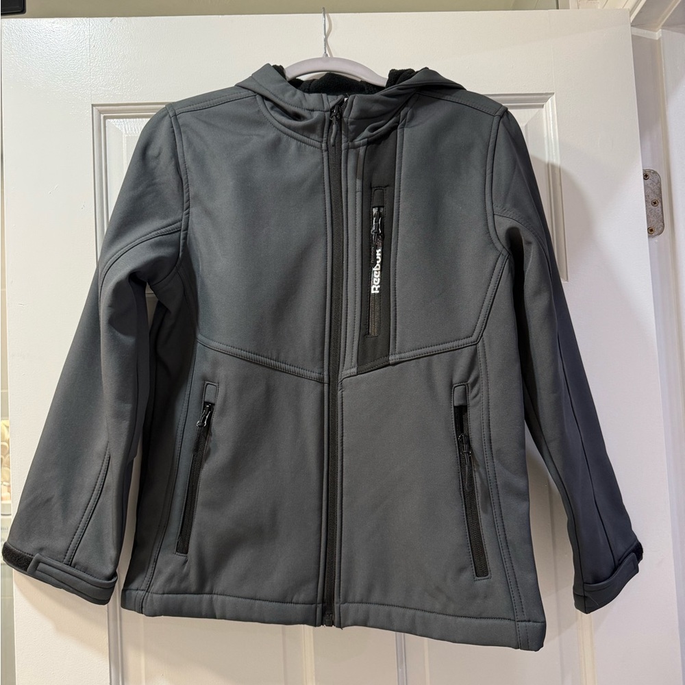 Reebok Charcoal Hooded Jacket with Zipper Pockets